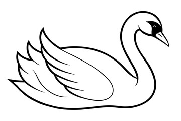 swan silhouette line art vector illustration with a white background
