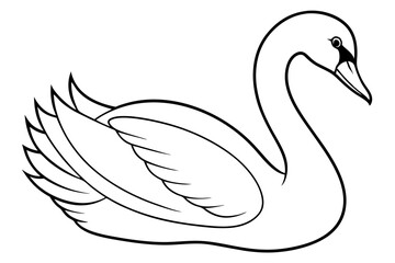 swan silhouette line art vector illustration with a white background
