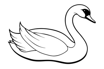 swan silhouette line art vector illustration with a white background
