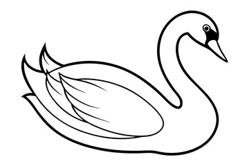 swan silhouette line art vector illustration with a white background