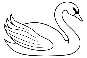 swan silhouette line art vector illustration with a white background