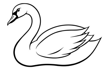 swan silhouette line art vector illustration with a white background