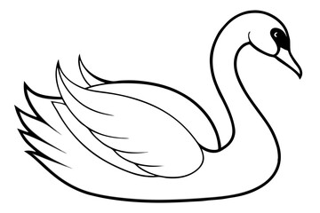 swan silhouette line art vector illustration with a white background