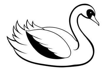 swan silhouette line art vector illustration with a white background