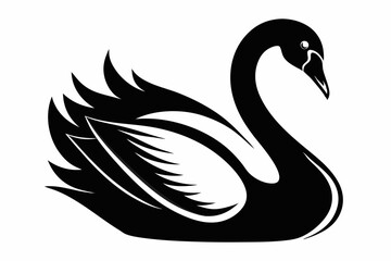 swan silhouette line art vector illustration with a white background