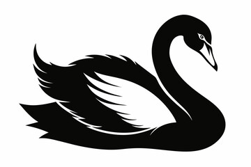 swan silhouette line art vector illustration with a white background