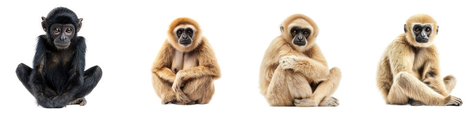 Obraz premium Collection of Gibbon isolated on transparency background