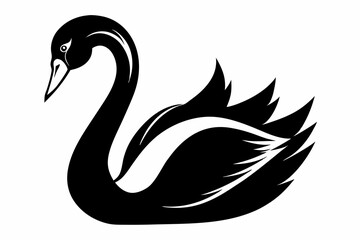 swan silhouette line art vector illustration with a white background