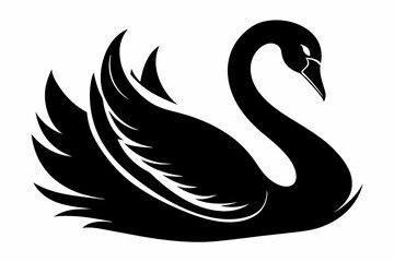 swan silhouette line art vector illustration with a white background