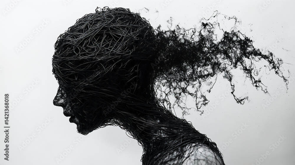 Poster tangled wire figure fragile mind