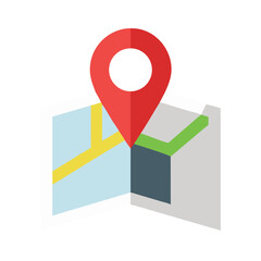 Map with Pin Icon Representing Destination and Location Marker for Travel
