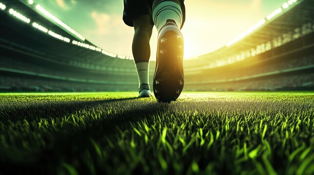 Soccer player running on field at stadium
