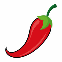 Red hot chili pepper vector on white background.