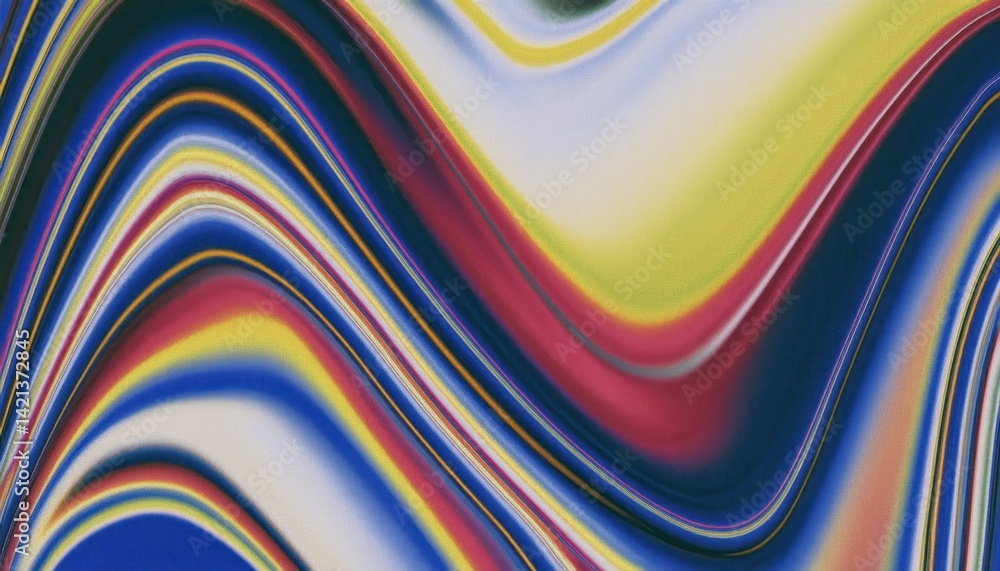 Poster vibrant abstract swirl with smooth gradient texture in red blue yellow tones for modern digital wall