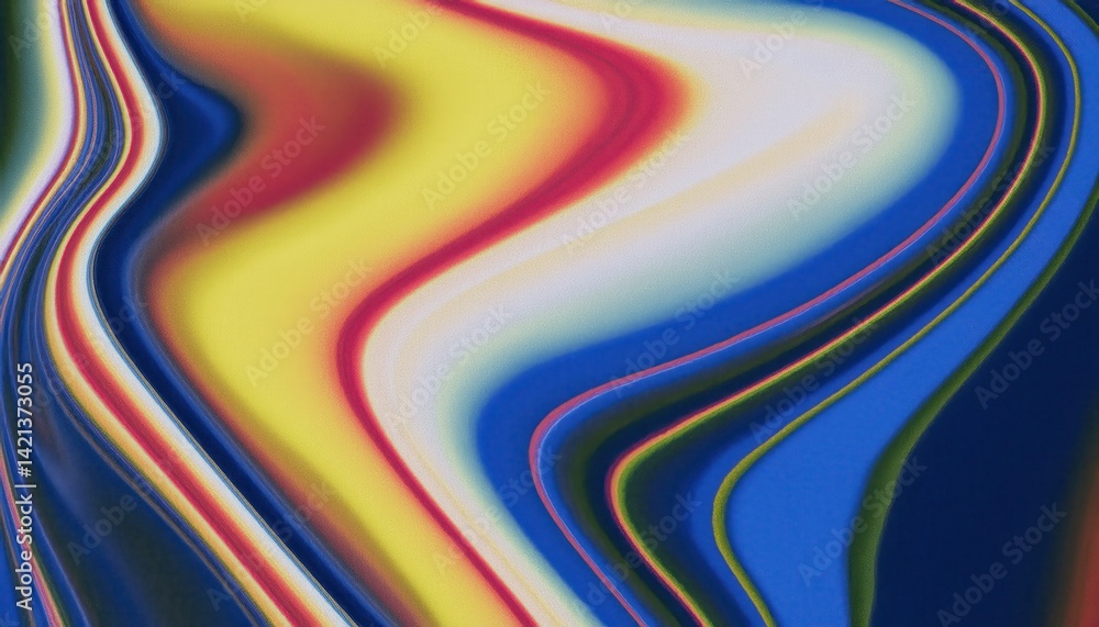 Poster vibrant abstract swirl with smooth gradient texture in red blue yellow tones for modern digital wall