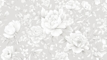 White Floral Pattern on Grey Background
