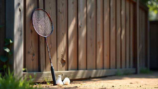 Bedminton racket and shuttle 