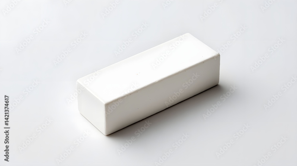 Aufkleber A simple white rectangular cube placed on a plain minimalist white background creating a clean and abstract composition