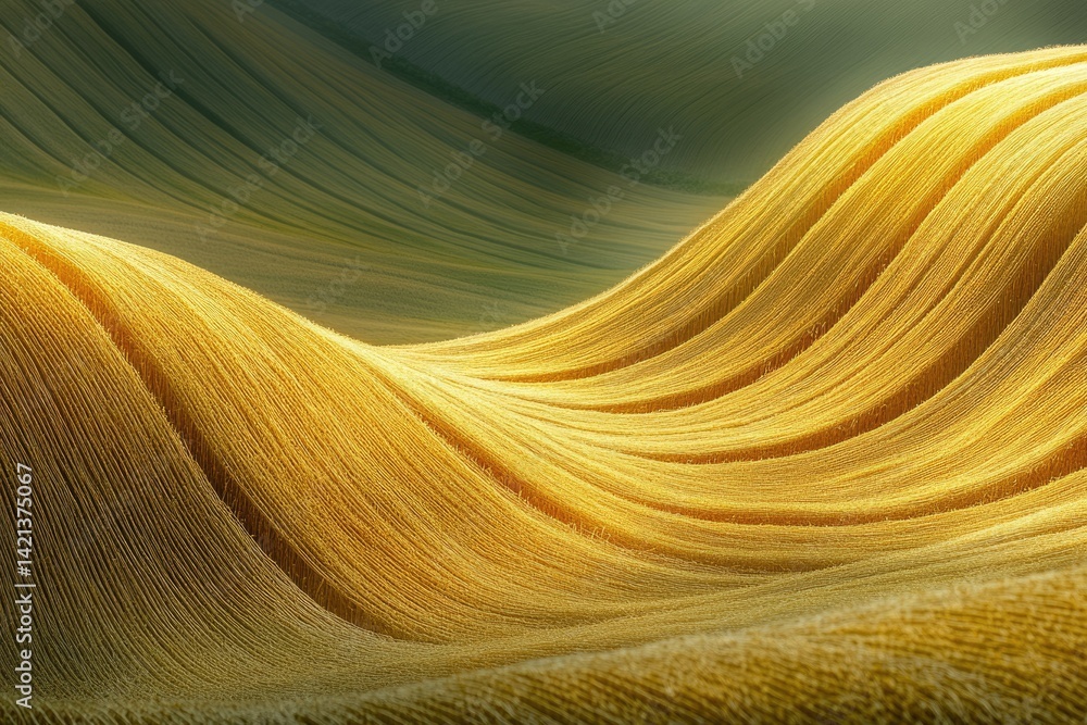 Poster golden wheat field undulating in soft light, creating a mesmerizing texture and landscape.