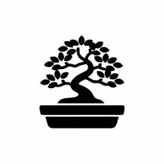 creative details bonsai tree icon Vector Illustration  