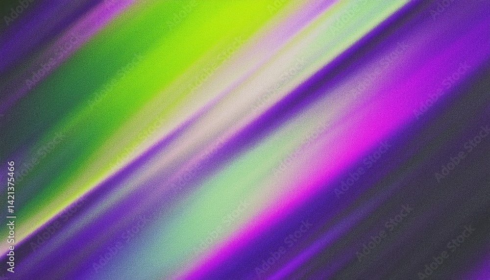 Poster diagonal neon gradient blur with violet, green, and yellow abstract streaks on canvas texture for di