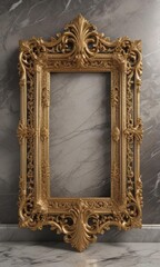 Intricate gold frame on marble, ornate details ,  marble,  stone,  metallic