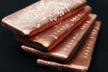 Copper bars precious metal for industry or money investing