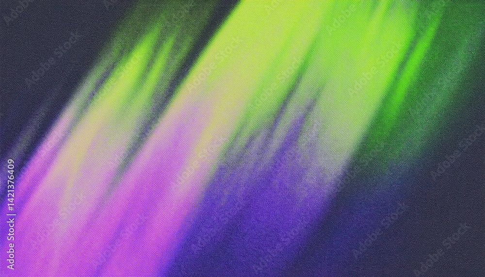 Poster diagonal neon gradient blur with violet, green, and yellow abstract streaks on canvas texture for di