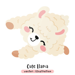 Cute Funny Llama, Alpaca Vector Cartoon illustration