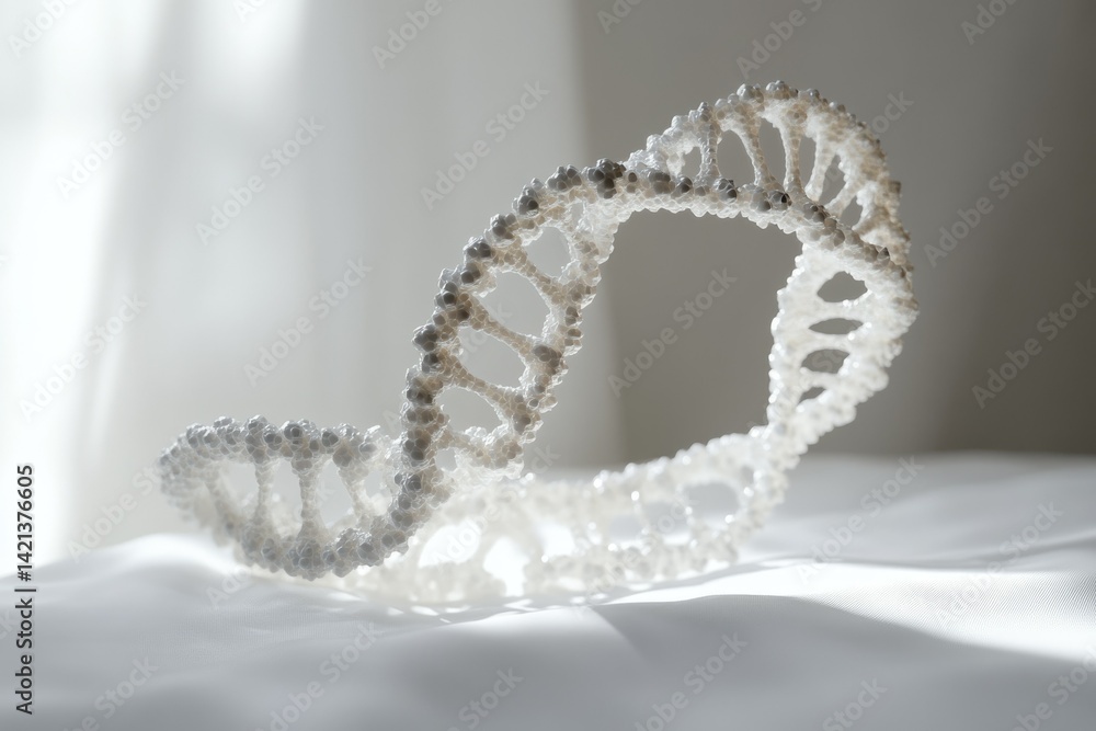 Poster A 3D model of DNA double helix, showcasing its intricate structure and genetic code.
