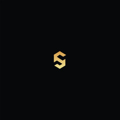 Luxury Letter S Isometric Shield Logo with Black Background