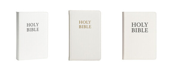Set of White Holy Bibles with Transparent Background