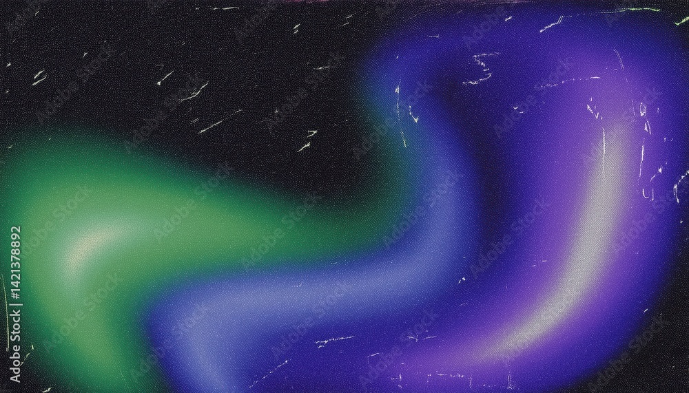 Poster vivid green and purple aurora pattern on textured fabric background for digital print, textile desig