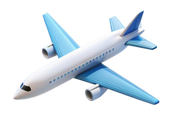 3D Airplane Model: Simplified White Fuselage and Blue Wing Toy Illustration