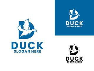 Obraz premium Initial letter D with Duck logo design vector icon template