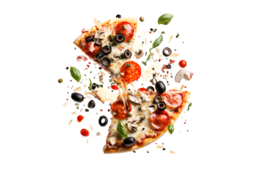 Delicious Pizza Slice Exploding with Toppings