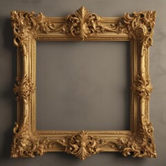 Ornate gold scroll frame, baroque style  Vintage, elegant design , art, intricate