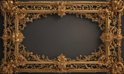 Ornate gold filigree scroll frame with floral details, decoration, design
