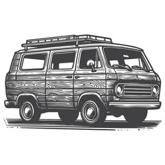 Vintage Hand-Drawn Retro Station Wagon Side View Illustration &ndash; Classic Car Engraved Style Vector for T-Shirts, Posters, Stickers, and Automotive Apparel