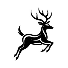 Deer silhouette vector illustration with antlers and wildlife elements