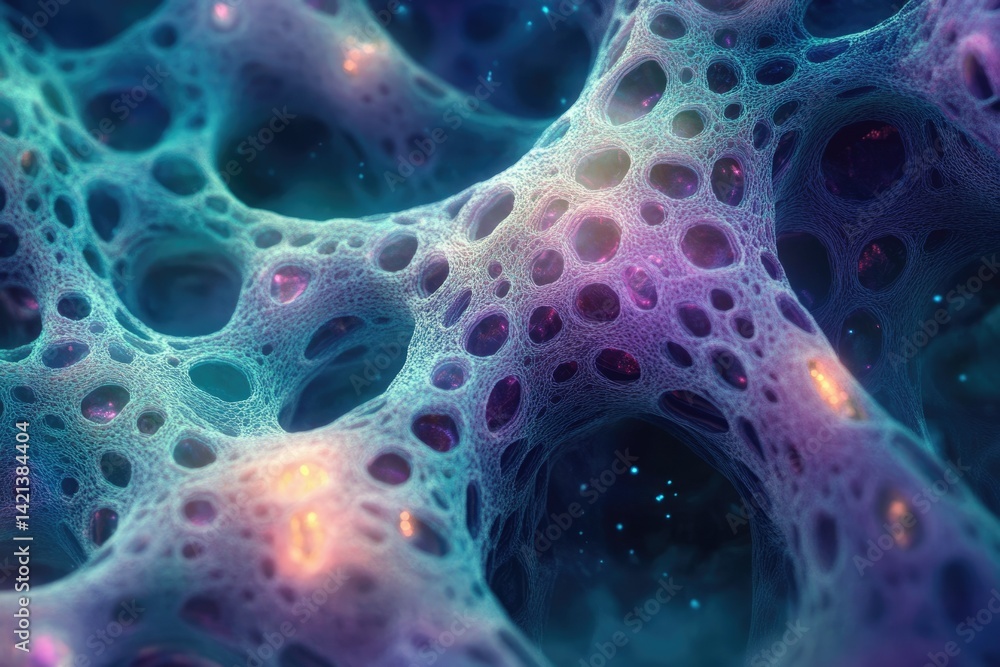 Leinwandbilder abstract digital art depicting a vibrant, intricate network of interconnected nodes resembling a neu