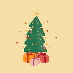 christmas tree with gift boxes