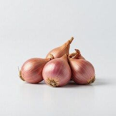 Close-up of Fresh Pink Onions on a White Background