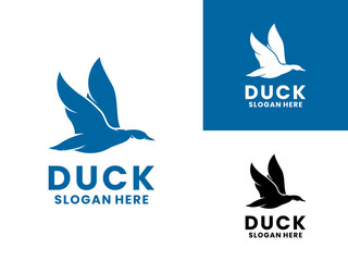 Fototapeta premium Flying Mallard Wild Duck Silhouette logo icon. Nature Bird Duck Wildlife logo design vector template