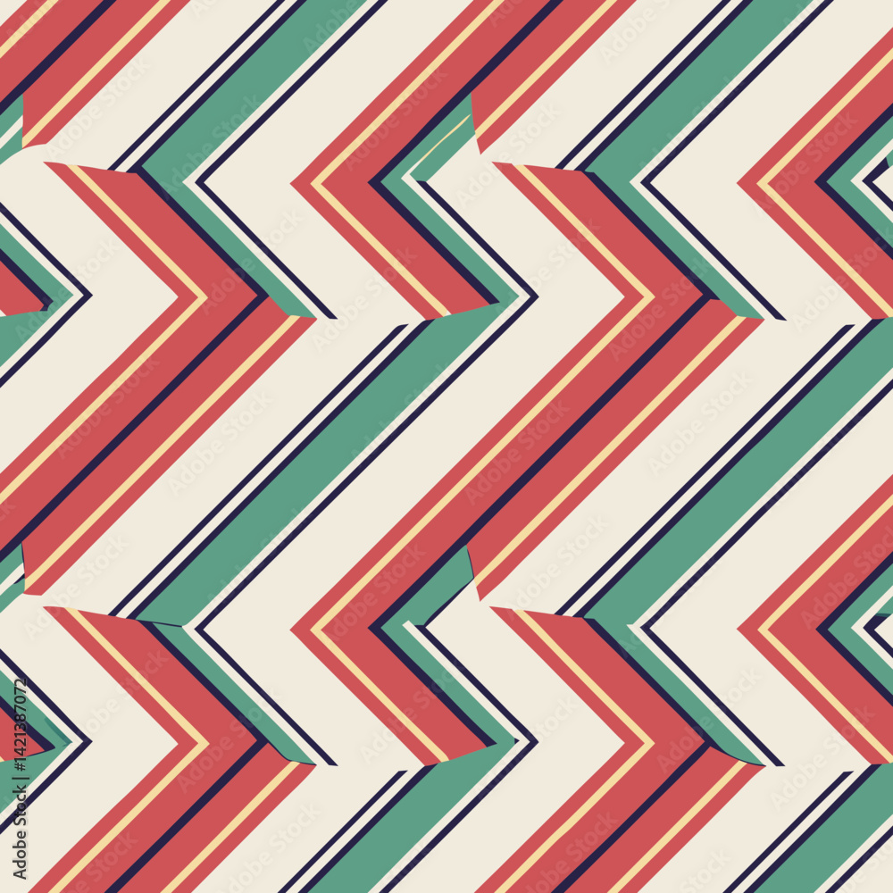 Poster seamless vector pattern featuring colorful chevrons