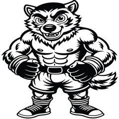 boxer dog standing pose vector