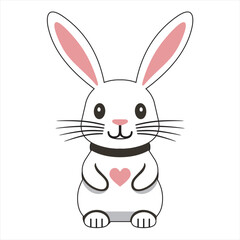 Obraz premium Cute White Rabbit with Pink Heart Vector Illustration