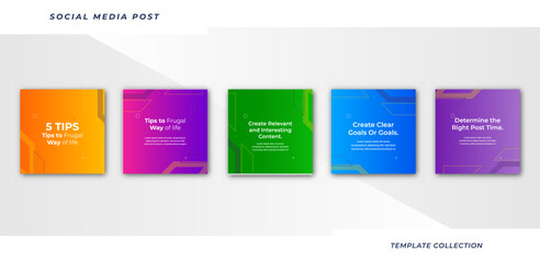 Tips for social media business marketing text here, colorful, tutorial, tips, post banner layout template background design element,