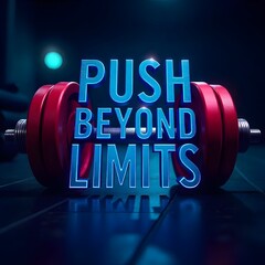 Push Beyond Limits – Motivational Dumbbell Fitness Design