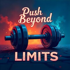Push Beyond Limits – Motivational Dumbbell Fitness Design
